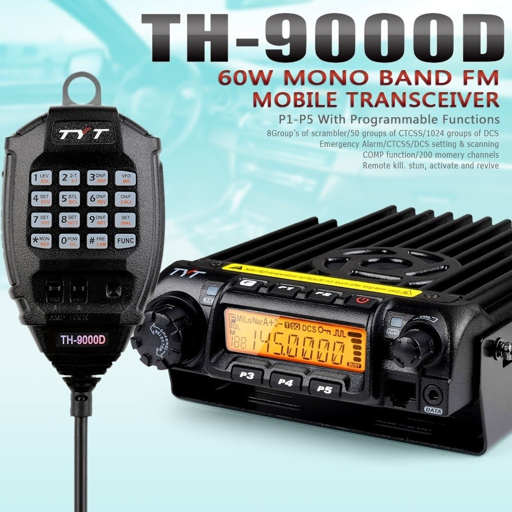 TYT TH-9000D 136-174MHz 60W Car Truck Mobile Ham Radio - Radioddity