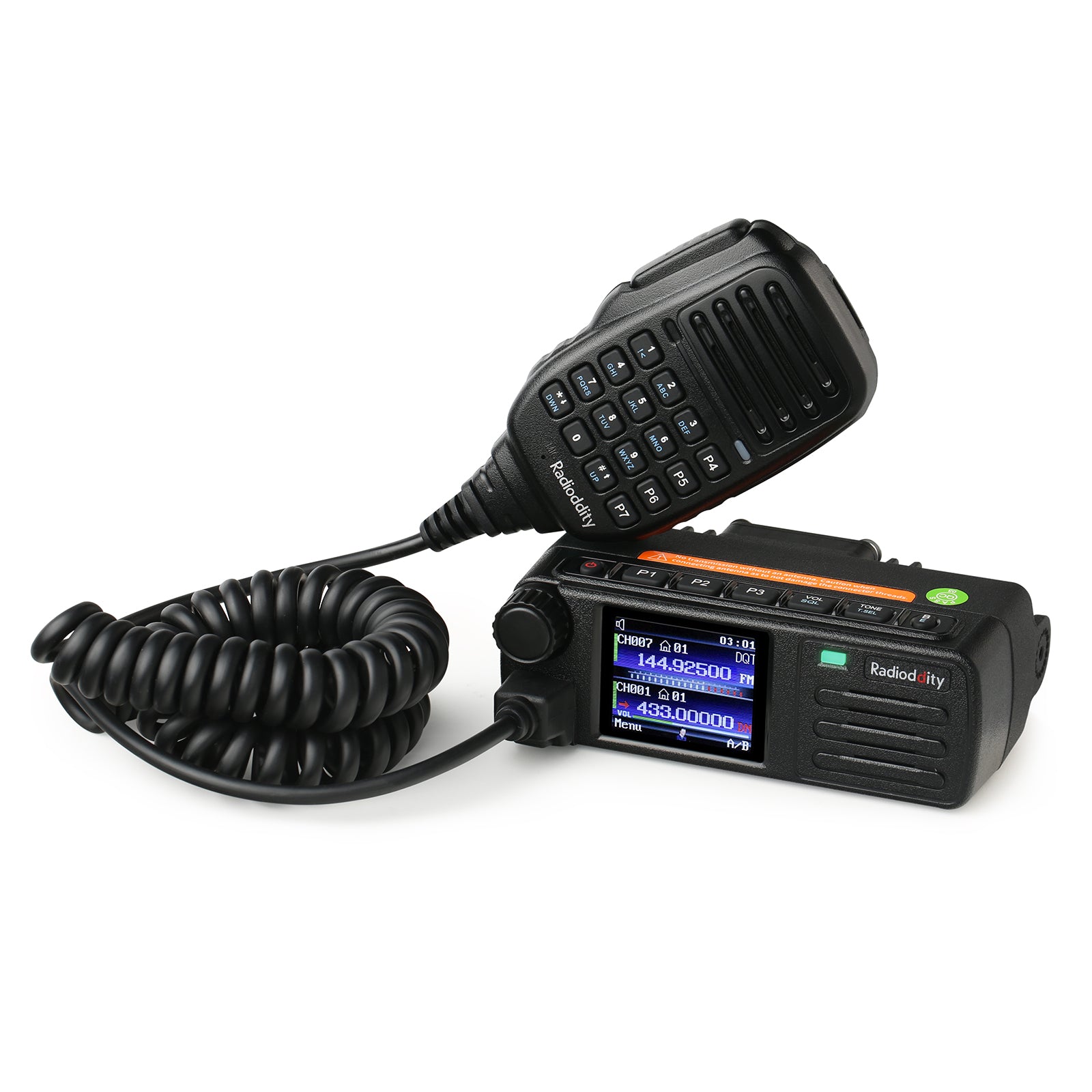 Radioddity DB25-D Mini Mobile Radio | 20W | Analog & Digital DMR | VHF & UHF Dual Band | GPS / APRS | SMS | Color Screen | 300000 Contacts - Radioddity