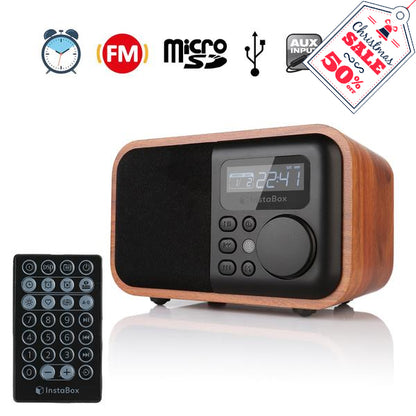 InstaBox i90 Wooden FM Clock Radio & Bluetooth Speaker [DISCONTINUED] - Radioddity