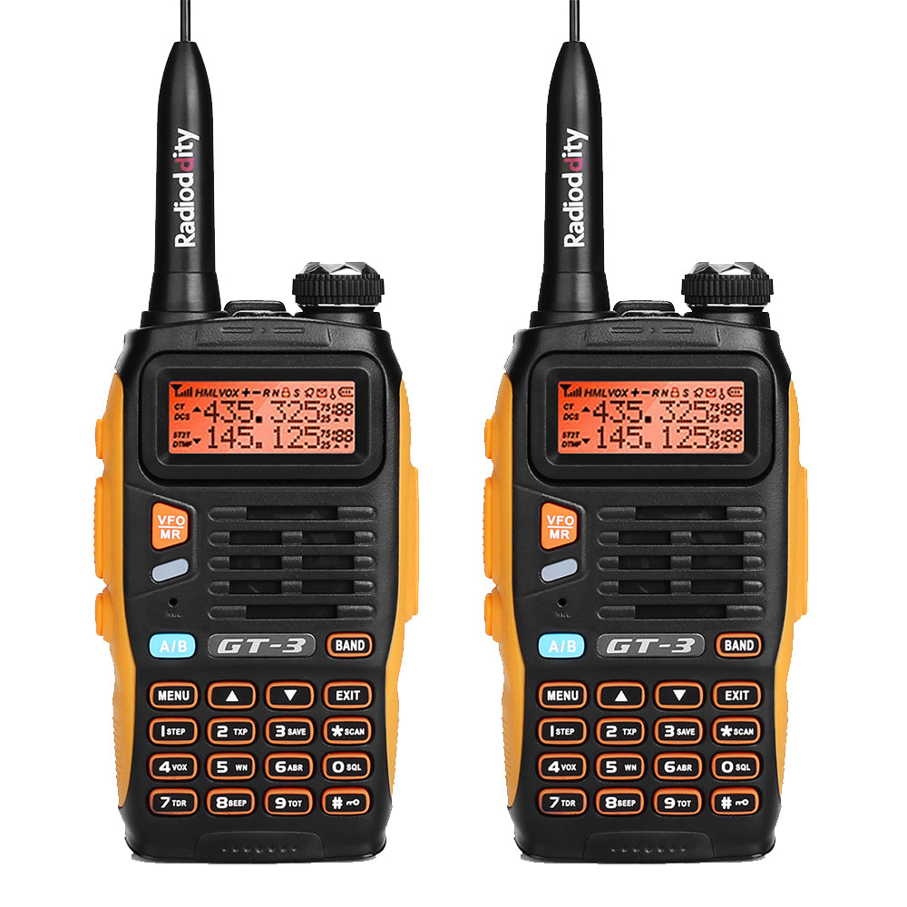 Baofeng GT-3 Mark II [2 Pack] | Dual Band | 5W | Better Antenna | VOX | Flashlight - Radioddity