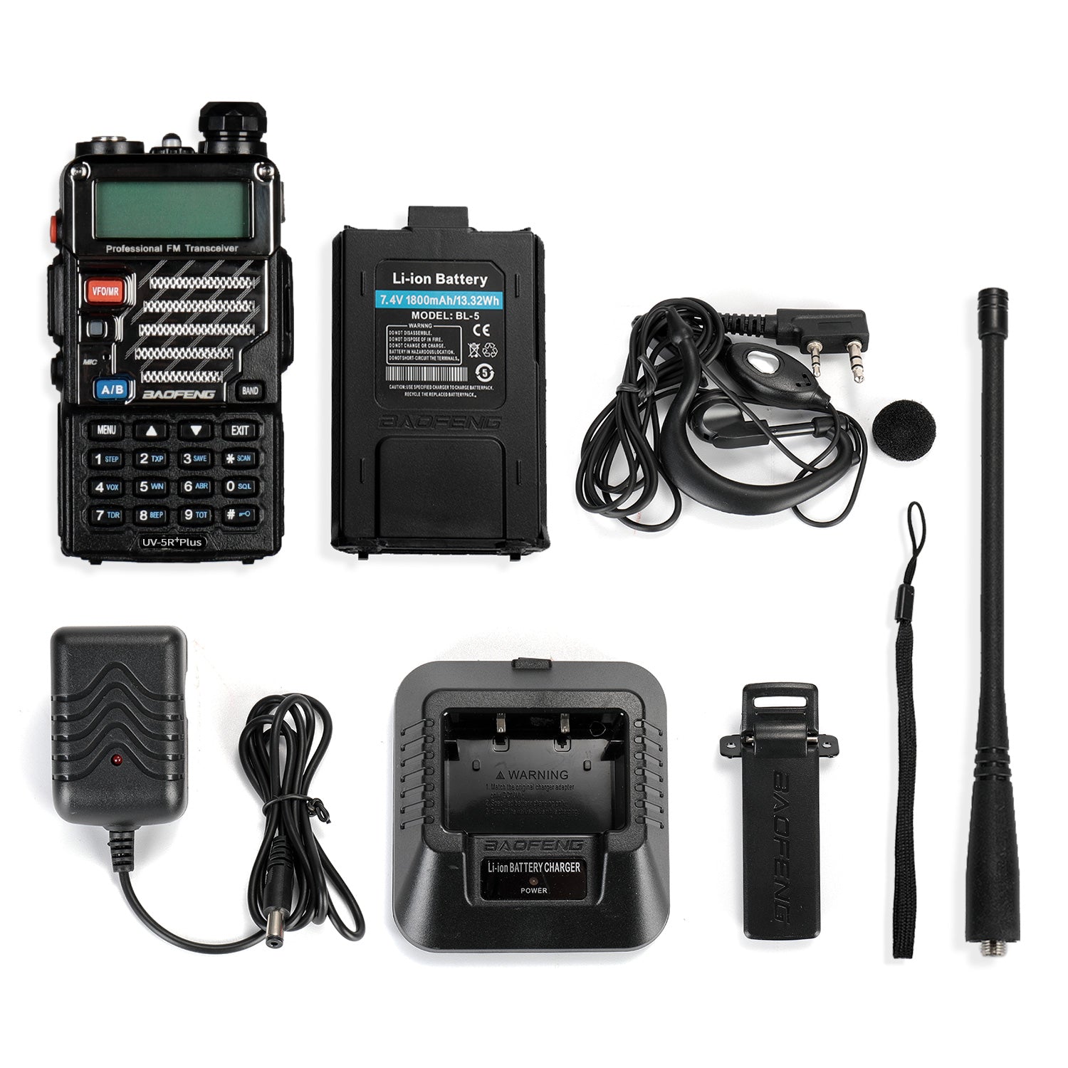 Baofeng UV-5R PLUS | DUAL BAND | 4/1W | 128CH | FLASHLIGHT | with Cable [DISCONTINUED] - Radioddity