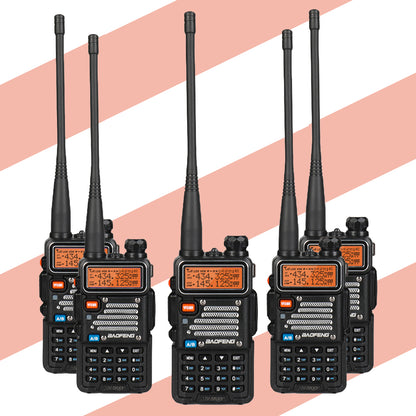 Baofeng UV-5RX3 [5 Packs] | Tri-band 1.25M | Tri-color LCD | 2 Antennas | with Cable - Radioddity