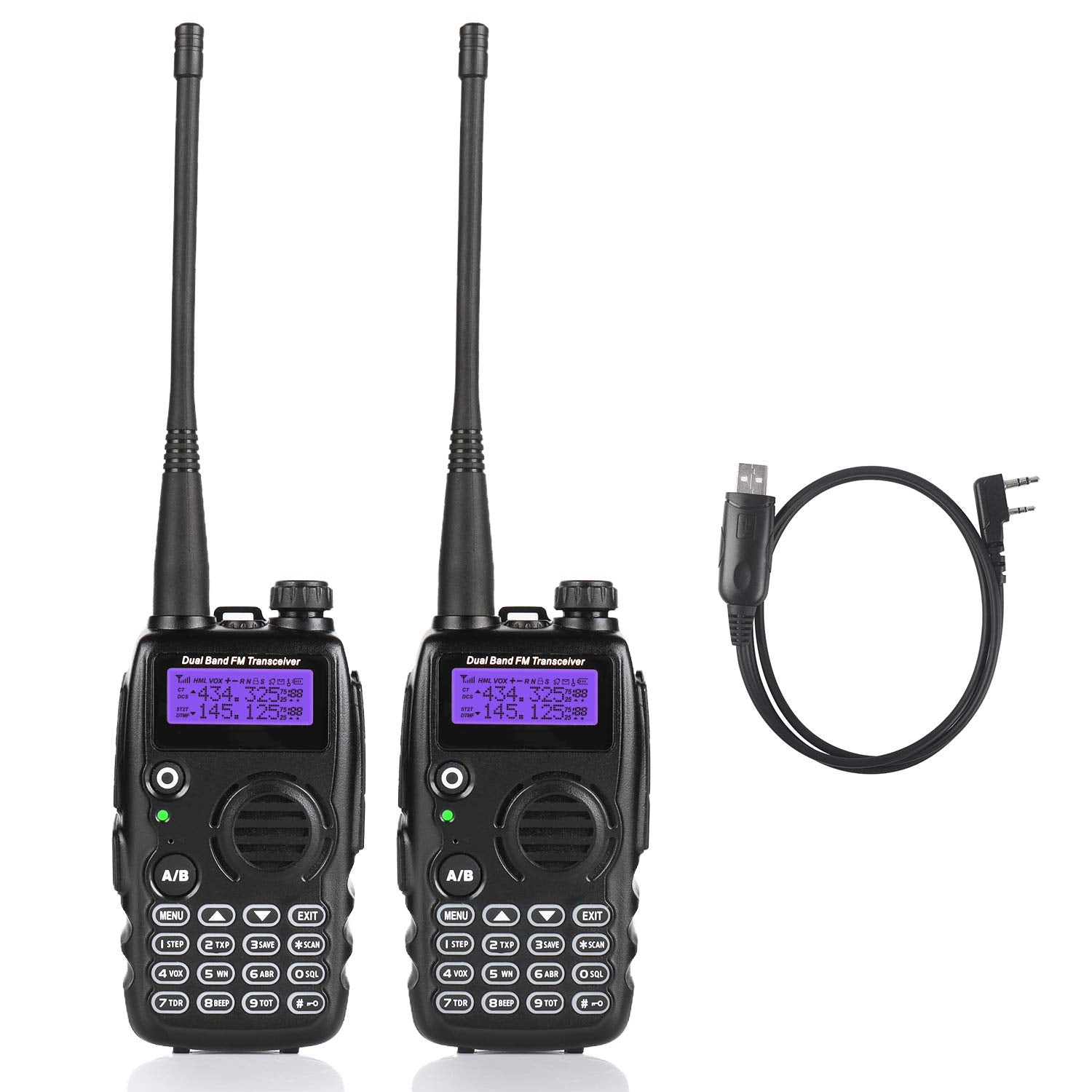 GA-5S Dual Band Tri-Power Two way Radio [2 Pack + 1 Cable] - Radioddity