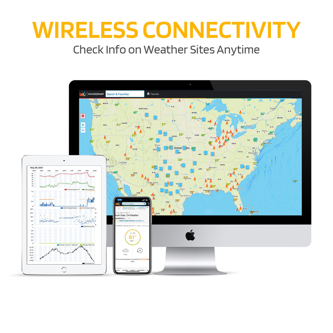 Raddy WF-100C Lite Weather Stations | Wireless | Temperature | Barometric Pressure | Humidity | Wind Rain Gauge - Radioddity