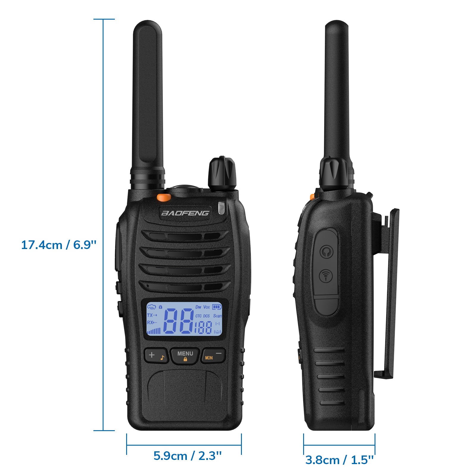 Baofeng BF-88ST Pro [3 Pack] FRS Radio | License-Free | NOAA | VOX | Dual Watch | USB Charger - Radioddity