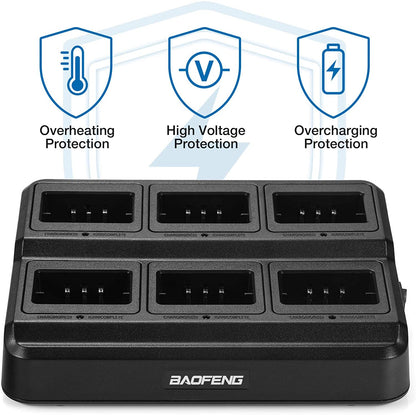 Baofeng GT-5R [6 Packs] |  with Six-way Charger & Cable [100% Legal Version of UV-5R] - Radioddity