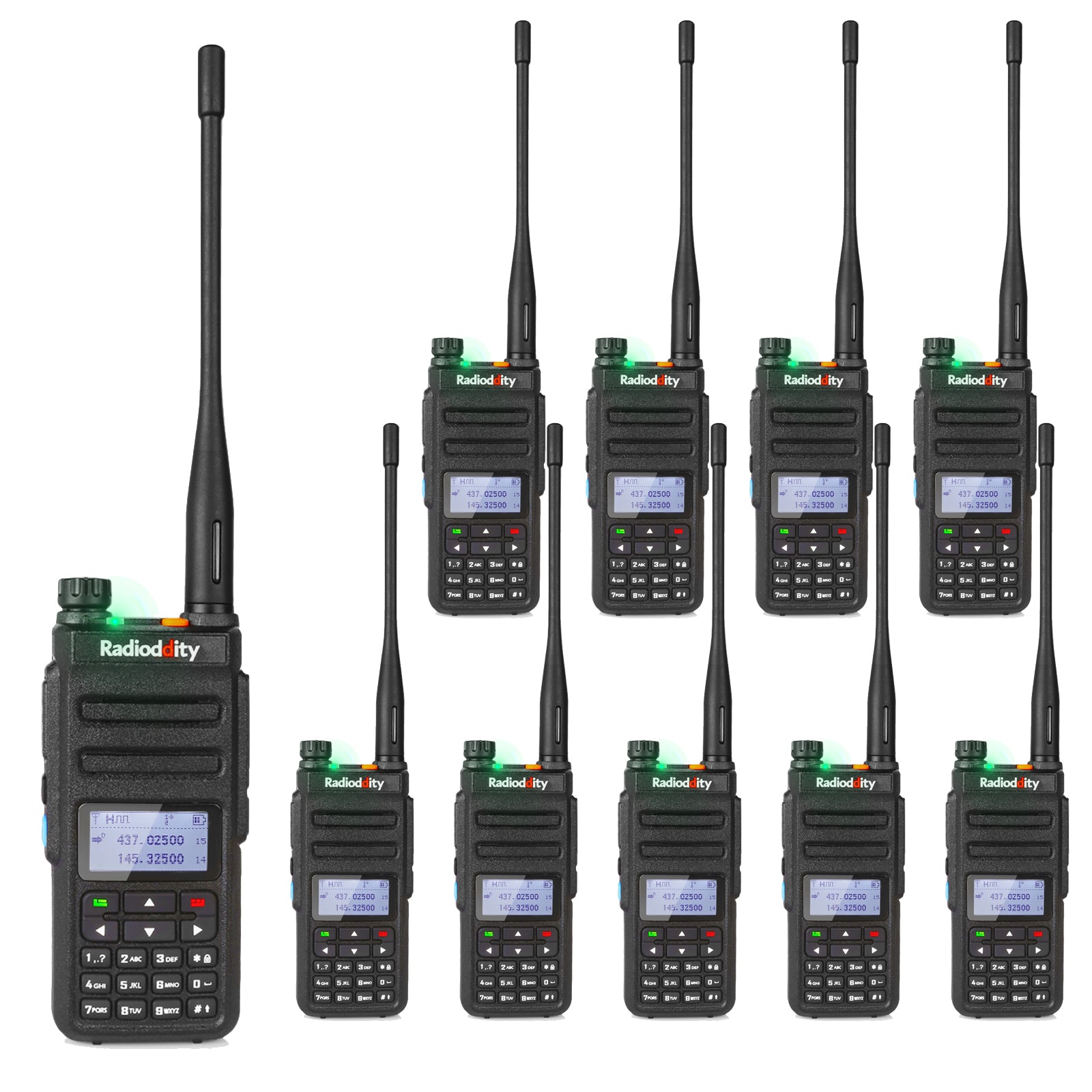 GD-77 DMR Dual Band Dual Time Slot Two Way Radio + Cable [10 Pack] - Radioddity