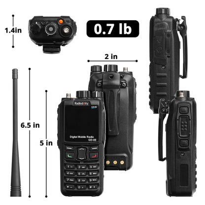 Radioddity GD-88 DMR Radio | Max 7W | Analog & Digital | VHF & UHF | GPS / APRS | Cross-band Repeat | SFR | 300K - Radioddity