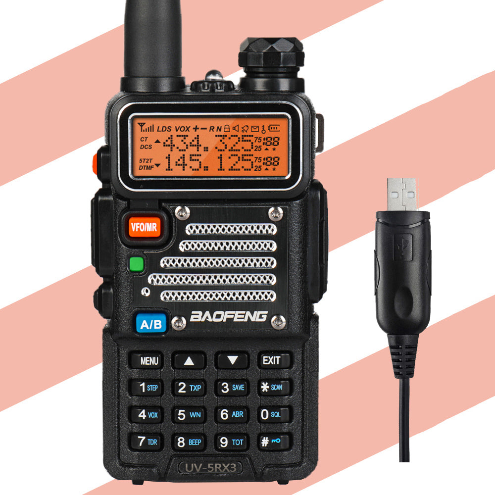 Baofeng x Radioddity UV-5RX3 | Tri-band 1.25M | Tri-color LCD | 2 Antennas | with Cable - Radioddity