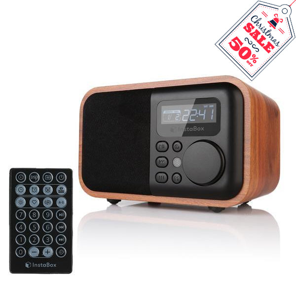 InstaBox i90 Wooden FM Clock Radio & Bluetooth Speaker [DISCONTINUED] - Radioddity