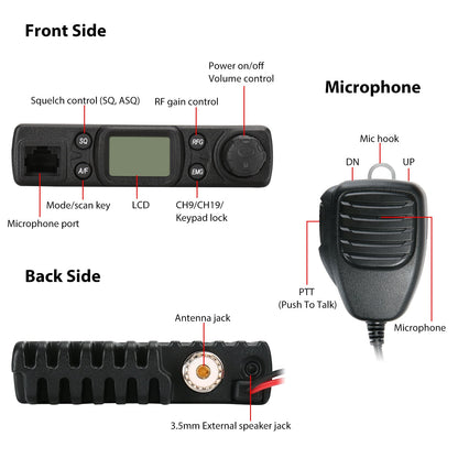 Radioddity CB-27 CB Radio Mobile Radio  | AM/FM | 4W | 40/80 Channel - Radioddity