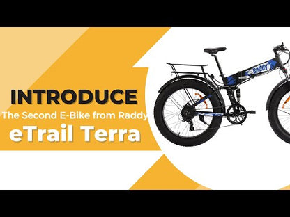 Raddy eTrail Terra Folding Electric Bike | 750W | Fat Tire | 48V Battery | 60 Miles 7 Speed | Dual Battery Design [DISCONTINUED]