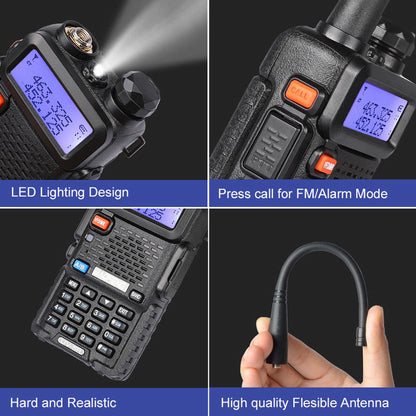 Baofeng UV-5R [5 Pack + Cable] | Dual Band | 4/1W | 128CH | Flashlight | VOX | Alert - Radioddity