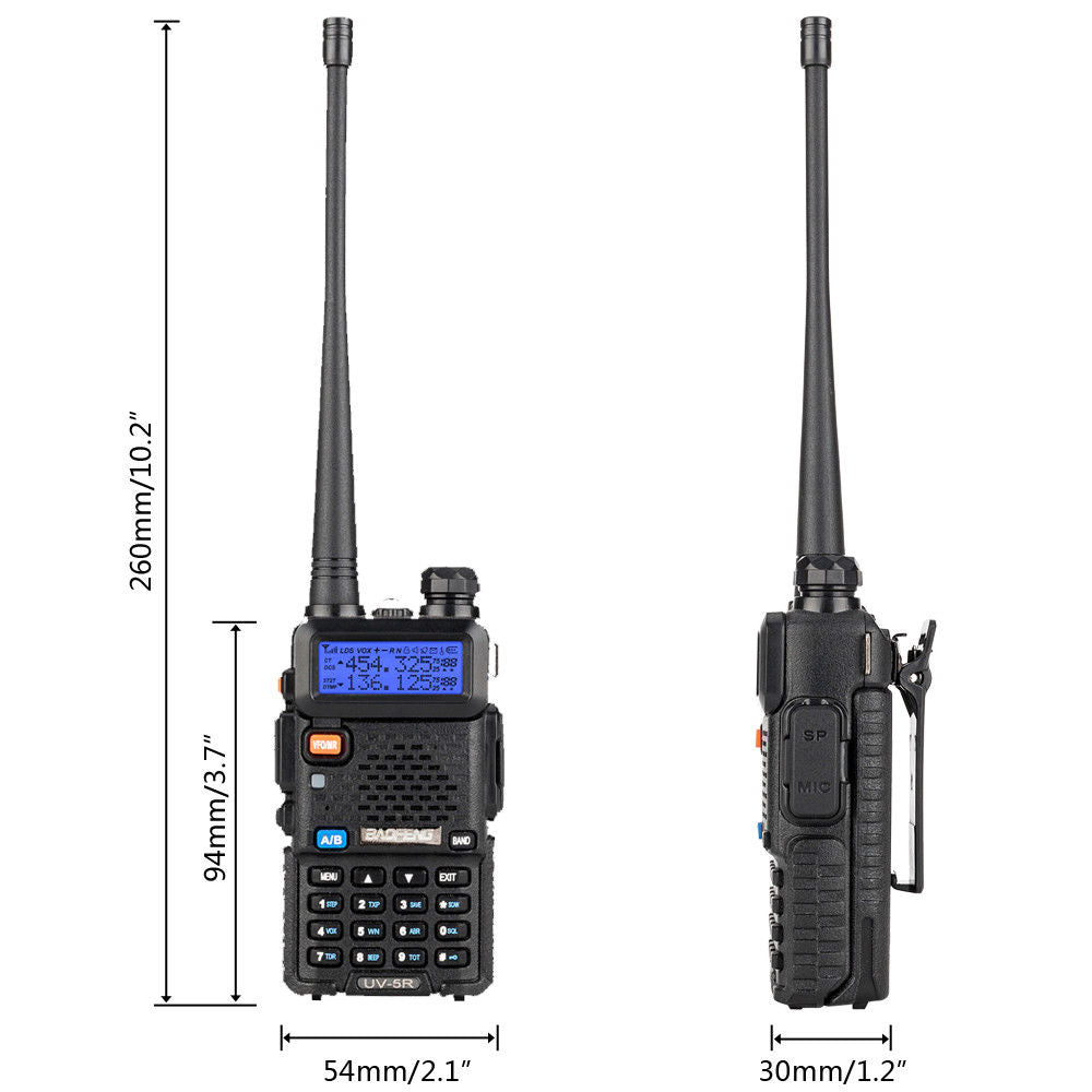 Baofeng UV-5R [2 Pack] | Dual Band | 4/1W | 128CH | Flashlight | VOX | Alert - Radioddity